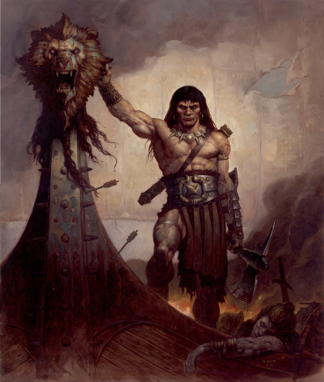 1059x1250 Conan By Brom, In Kirk Dilbeck's Elric, Conan, Dungeons - Brom Painting