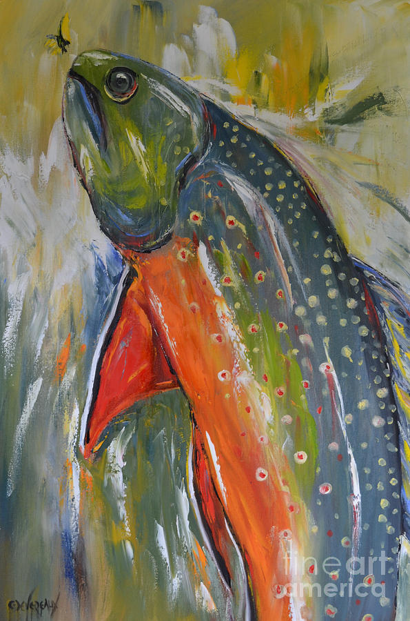 595x900 Brook Trout Painting By Cher Devereaux - Brook Trout Painting