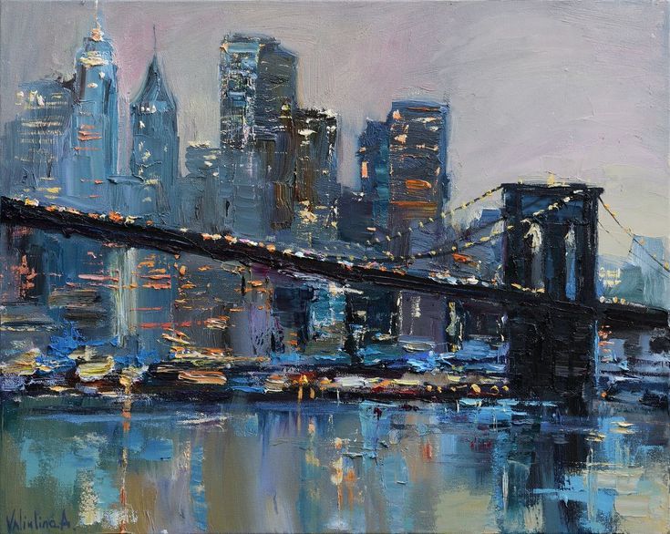 735x586 Brooklyn Bridge - Brooklyn Bridge Painting