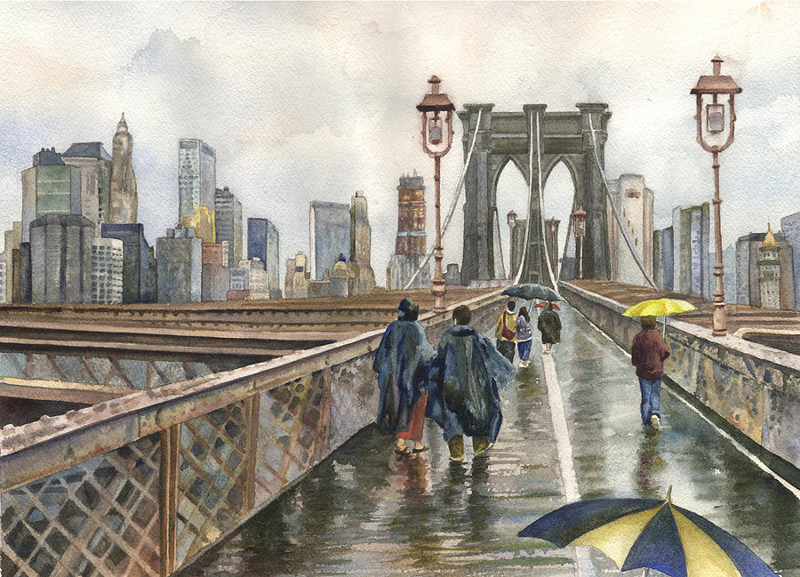 900x649 Brooklyn Bridge Painting By Anne Gifford - Brooklyn Bridge Painting