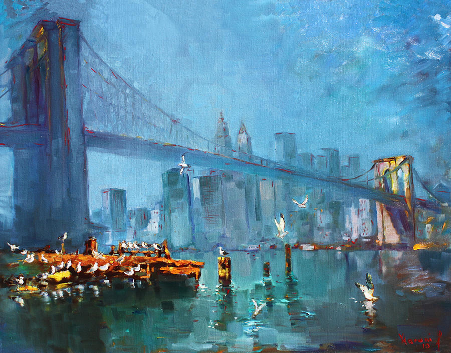 900x706 Brooklyn Bridge Painting By Ylli Haruni - Brooklyn Bridge Painting