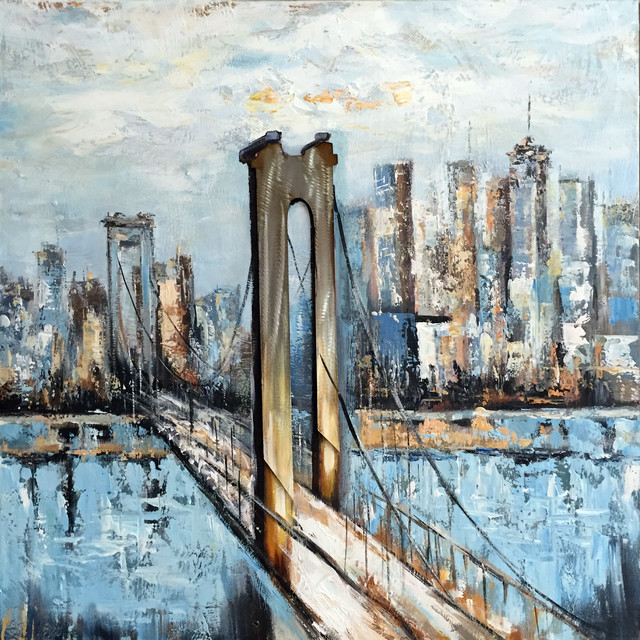 640x640 Hand Painted Brooklyn Bridge Wall Decor Artwork - Brooklyn Bridge Painting
