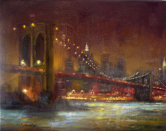 637x504 Brooklyn Bridge, New York City 16 X20 Oil On Canvas By Artist Hall - Brooklyn Bridge Painting Canvas
