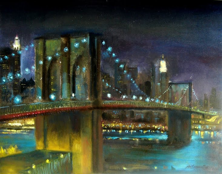 733x576 Brooklyn Bridge 16x20 Oil Canvas By Artist Hall Groat Ii, - Brooklyn Bridge Painting Canvas