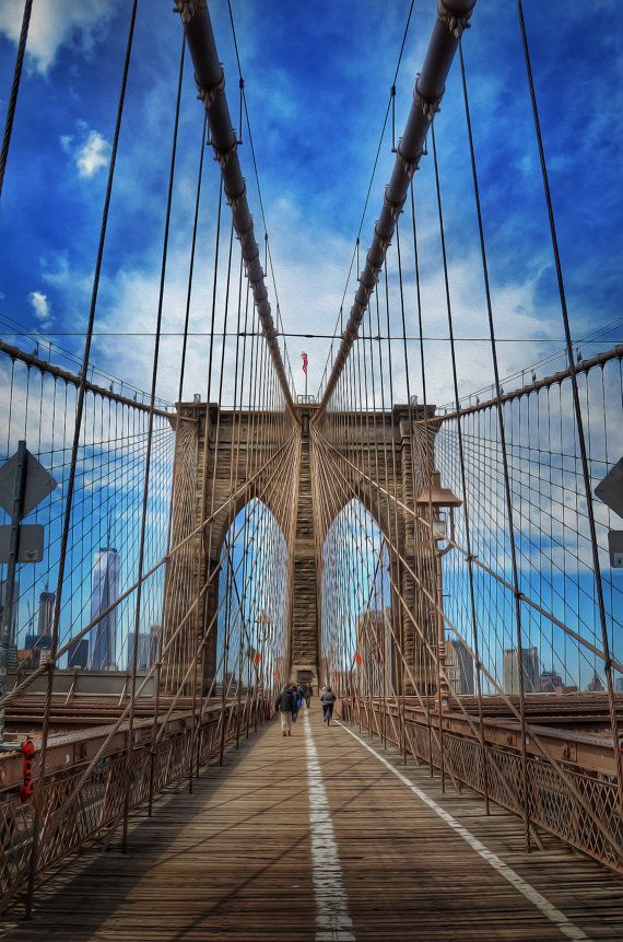 570x861 Brooklyn Bridge Oil Painting Canvas By Reburndesigns On Etsy - Brooklyn Bridge Painting Canvas
