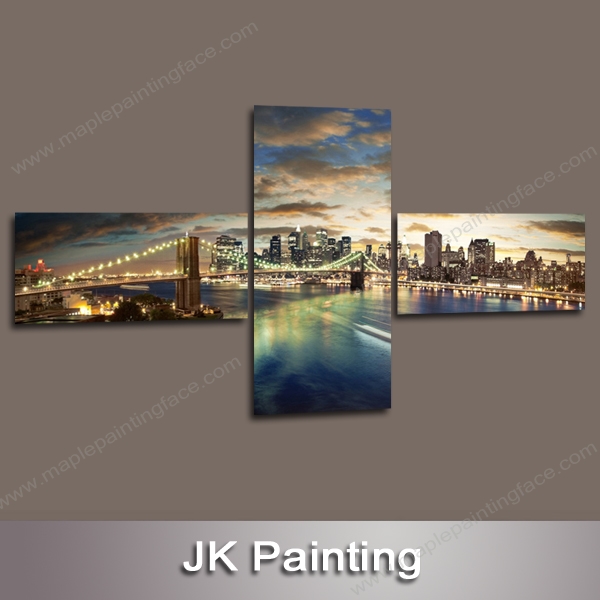 600x600 3 Panel Unframed Canvas Art Manhattan Brooklyn Bridge Painting - Brooklyn Bridge Painting Canvas