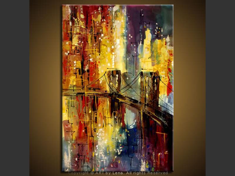 800x600 The Brooklyn Bridge Art By Lena - Brooklyn Bridge Painting Canvas