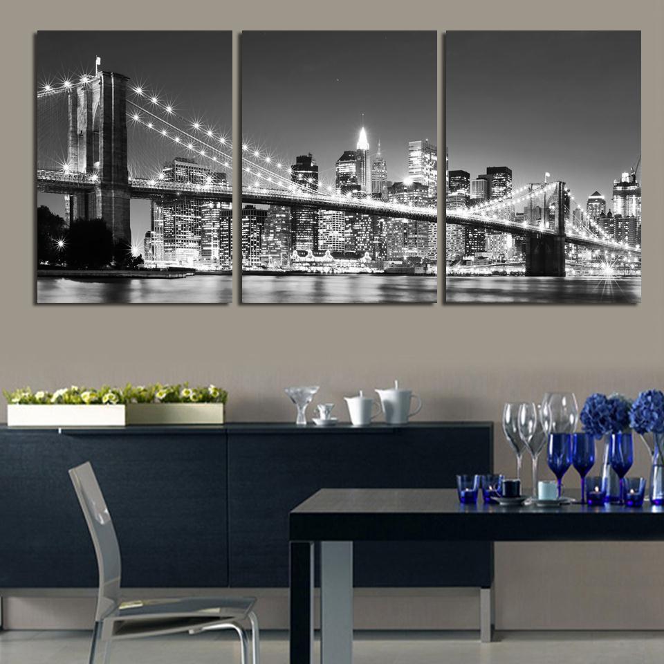 960x960 3 Piece Sell Modern Unframed Wall Painting New York Brooklyn - Brooklyn Bridge Painting Canvas