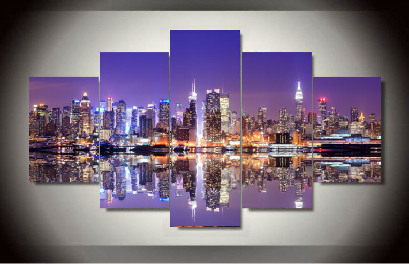 800x516 5 Piece Painting On Wall Canvas Painting Manhattan Brooklyn Bridge - Brooklyn Bridge Painting Canvas