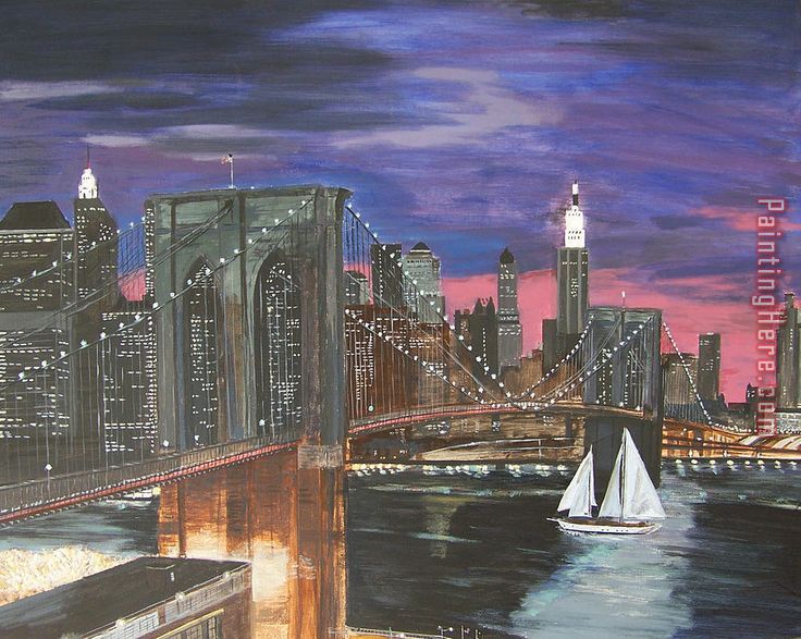 736x587 2017 New Brooklyn Bridge Painting Anysize 50% Off - Brooklyn Painting