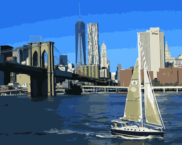 640x512 Mahuaf I262 Diy Oil Painting Brooklyn Bridge New York Canvas - Brooklyn Painting