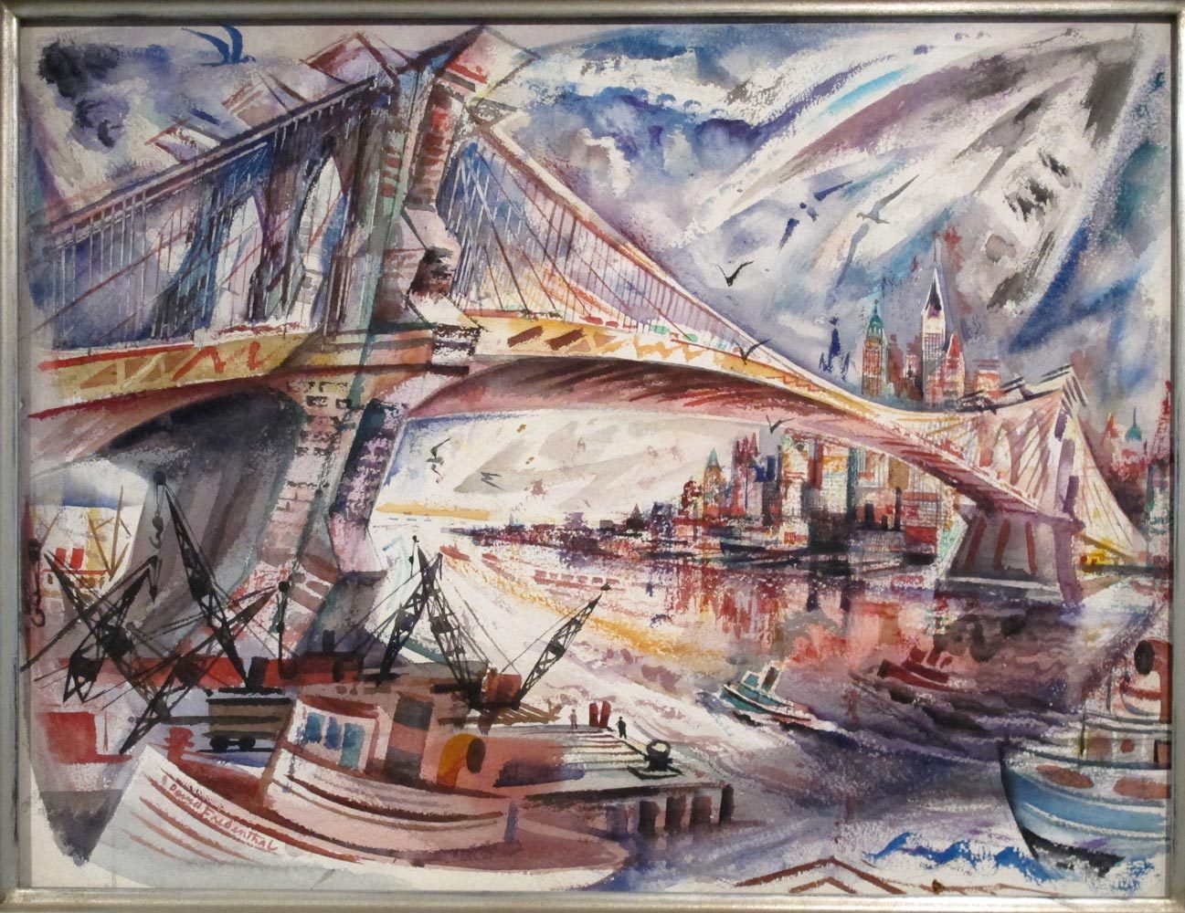 1297x1000 Painting Of Brooklyn Bridge - Brooklyn Painting