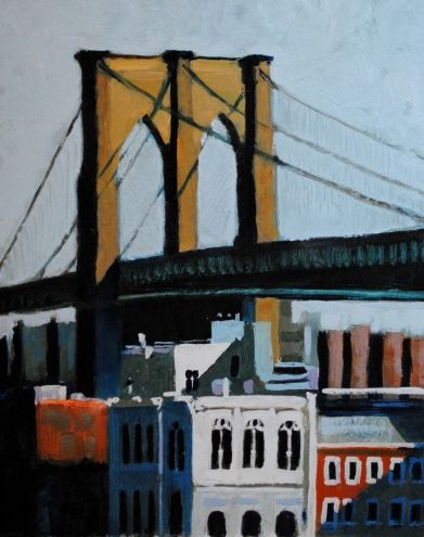 391x495 The Bridge New York Brooklyn Bridge Original Art Painting By David - Brooklyn Painting