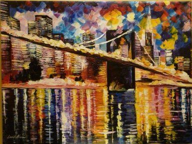 384x289 Brooklyn Bridge At Night Is An Original Oil Painting On Canvas By - Brooklyn Painting