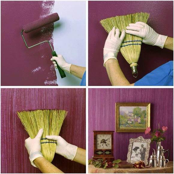 580x580 How To Diy Textured Painted Walls With A Grass Broom - Broom Painting