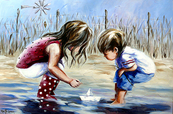 600x397 Watersport - Brother And Sister Painting