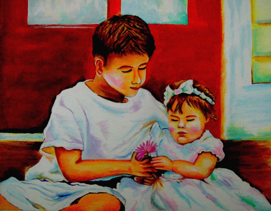 900x702 Brother And Sister By Capricorn Kid - Brother And Sister Painting