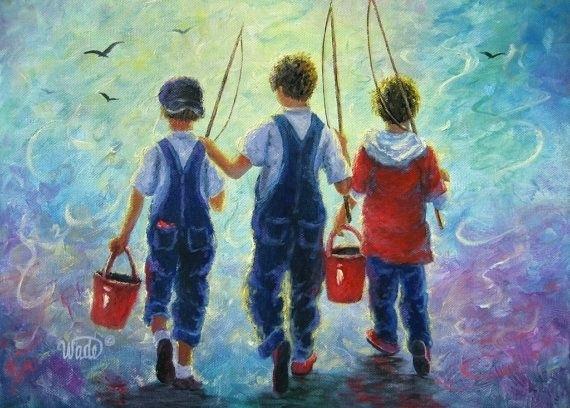 570x408 Brothers Painting Three Brothers Fishing Print Wade Art By - Brothers Painting