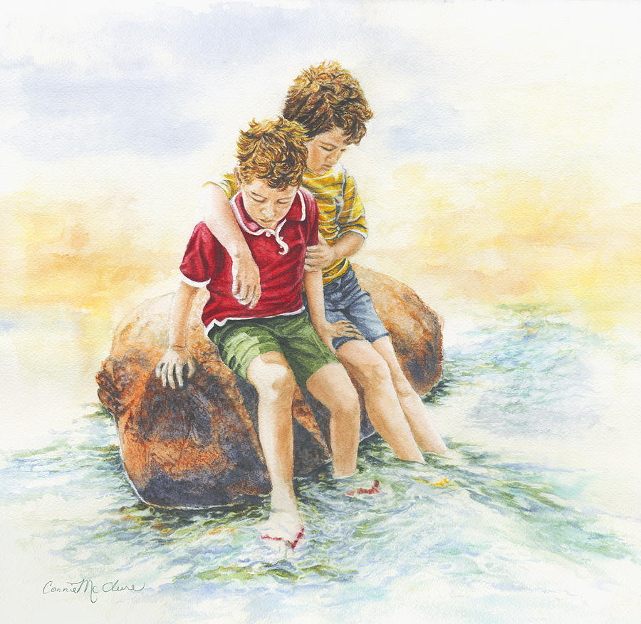 900x876 Brothers Painting By Connie Ely Mcclure - Brothers Painting