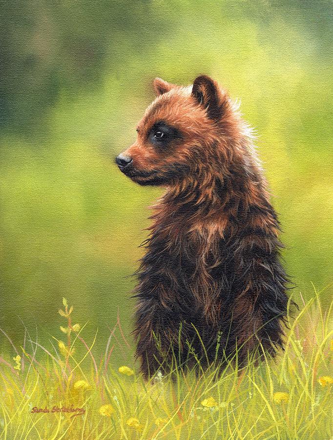 682x900 Brown Bear Cub Painting By Sarah Stribbling - Brown Bear Painting