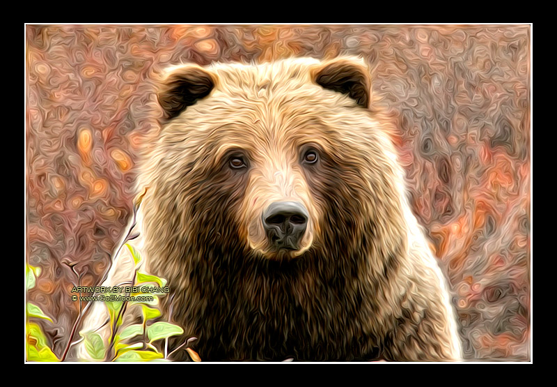 800x555 Brown Bear Oil Painting - Brown Bear Painting