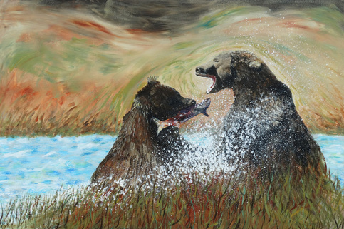 483x321 Alaska Brown Bears - Brown Bear Painting