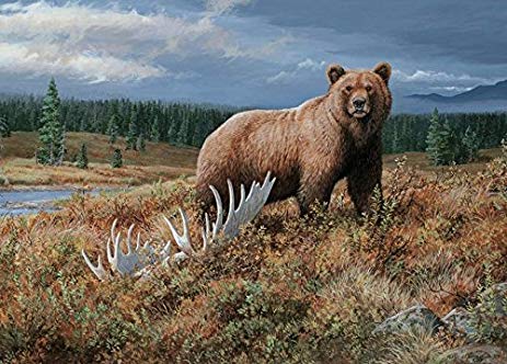 463x332 100% Hand Painted Big Grizzly Bear Canvas Oil Painting - Brown Bear Painting