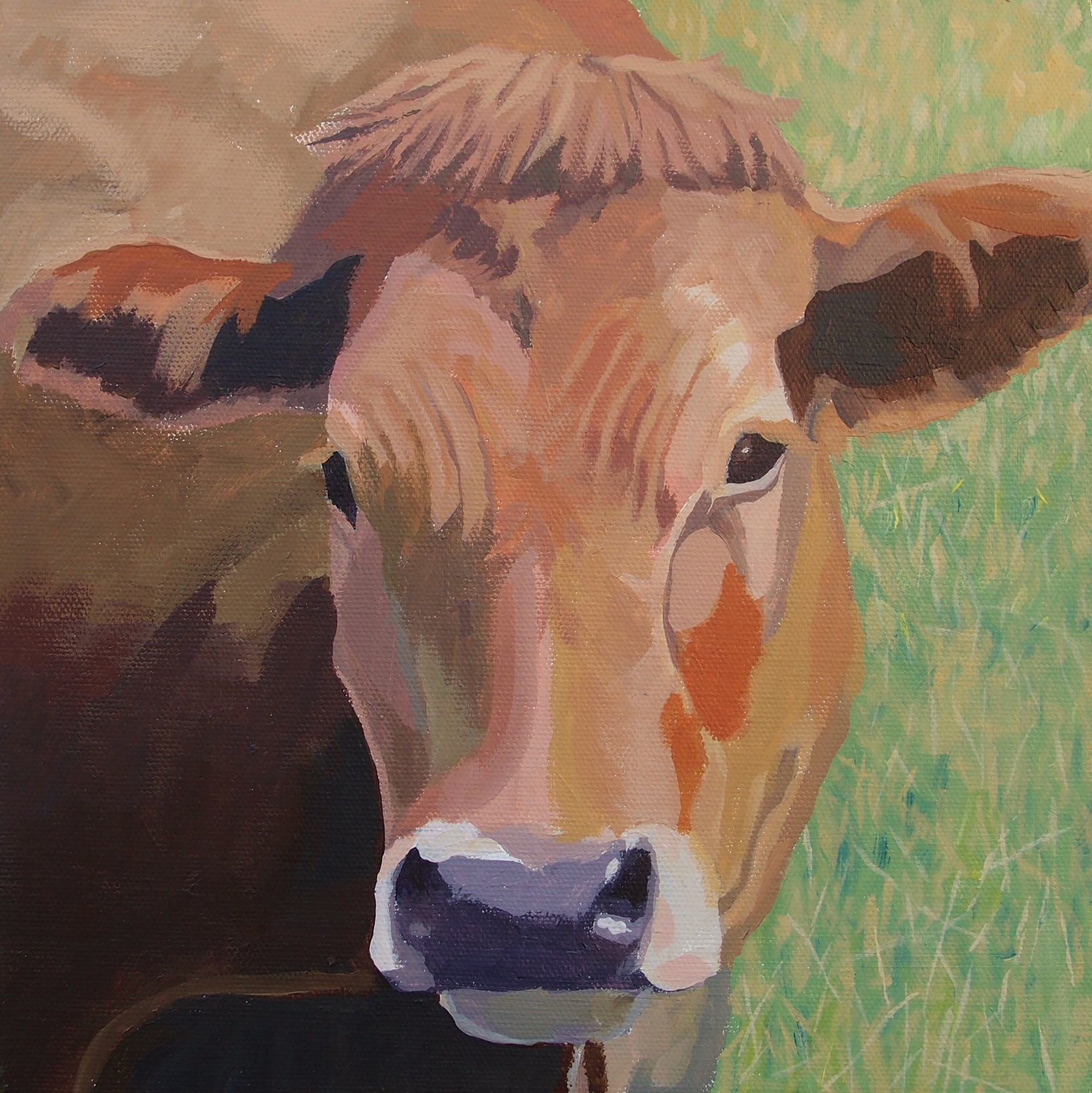 1693x1695 Margaret Crutchley Brown Cow Cow Paintings Original Art - Brown Cow Painting