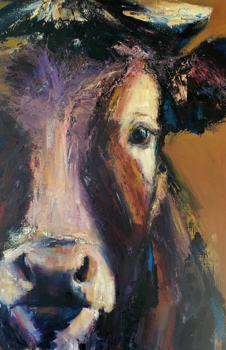 770x1193 Saatchi Art Brown Cow Painting By Tosca Van Der Griend - Brown Cow Painting