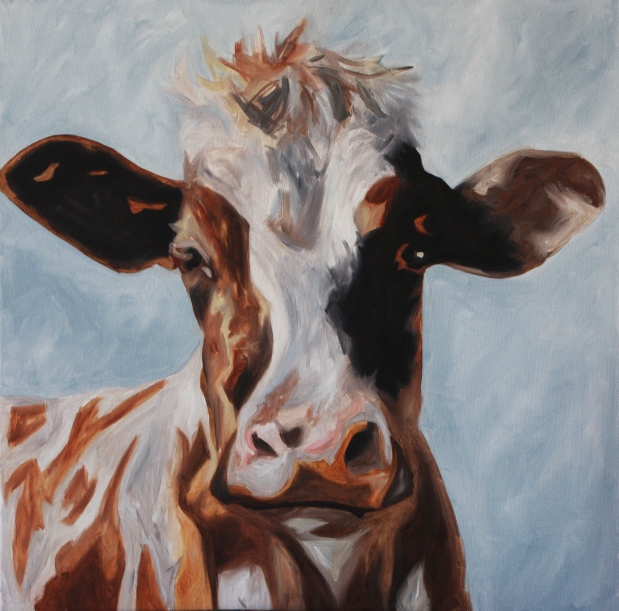 619x611 Claire Hall Design - Brown Cow Painting