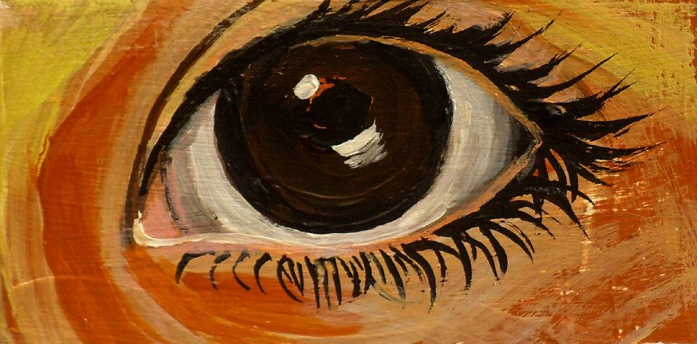 1000x493 Eye Painting, Dark Brown Lover's Eye Painting On Wood, Original - Brown Eye Painting