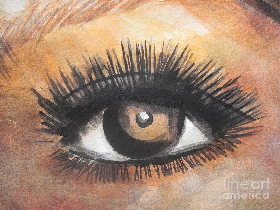 900x675 Watercolor Eye Painting By Chrisann Ellis - Brown Eye Painting