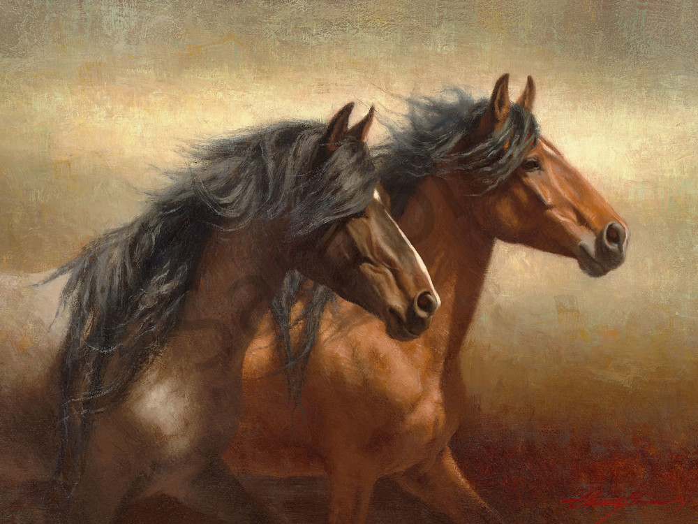 1000x750 Horse Painting Southwest Art Gallery Tucson Untamed - Brown Horse Painting