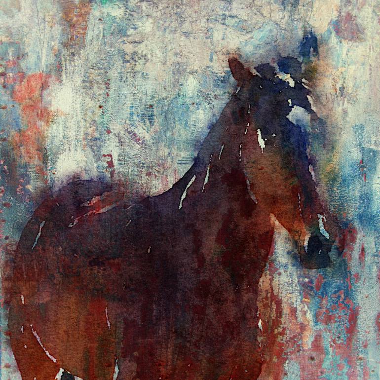 770x770 Saatchi Art Wild Brown Horse, Large Brown Rustic Horse Canvas Art - Brown Horse Painting