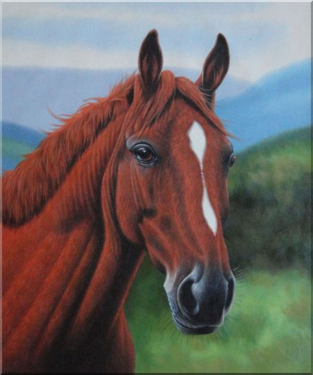 456x547 The Beauty Of Red Brown Horse Head Oil Painting Animal Naturalism - Brown Horse Painting