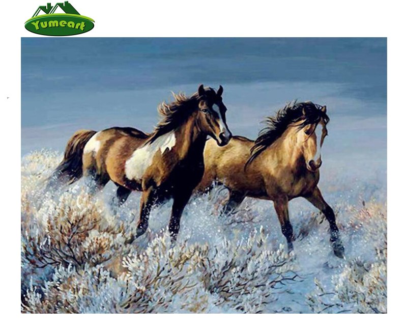 800x650 Brown Horse Running 5d Diy Diamond Painting Animals With Glass - Brown Horse Painting