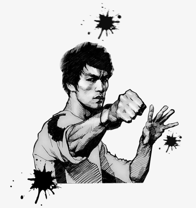 640x679 Hand Painted Bruce Lee, Illustration, Cartoon Characters, People - Bruce Lee Beach Painting