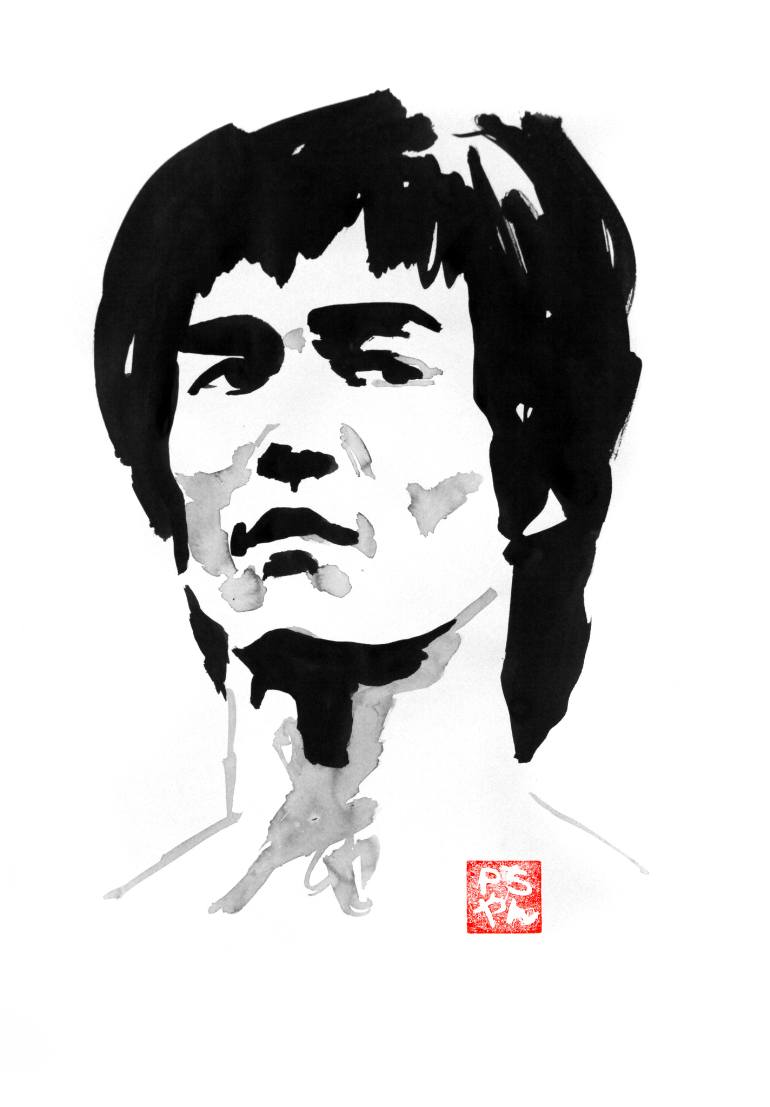 770x1107 Saatchi Art Bruce Lee Painting By Pechane Sumie - Bruce Lee Beach Painting