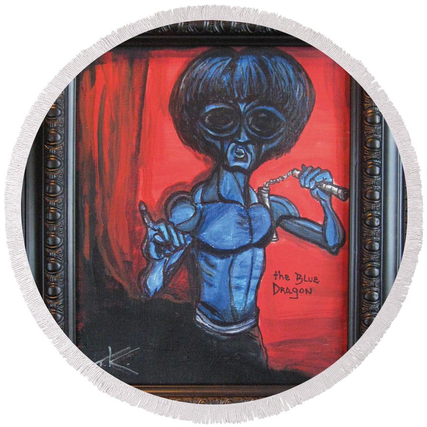 850x850 Alien Bruce Lee Round Beach Towel For Sale By Similar Alien - Bruce Lee Beach Painting