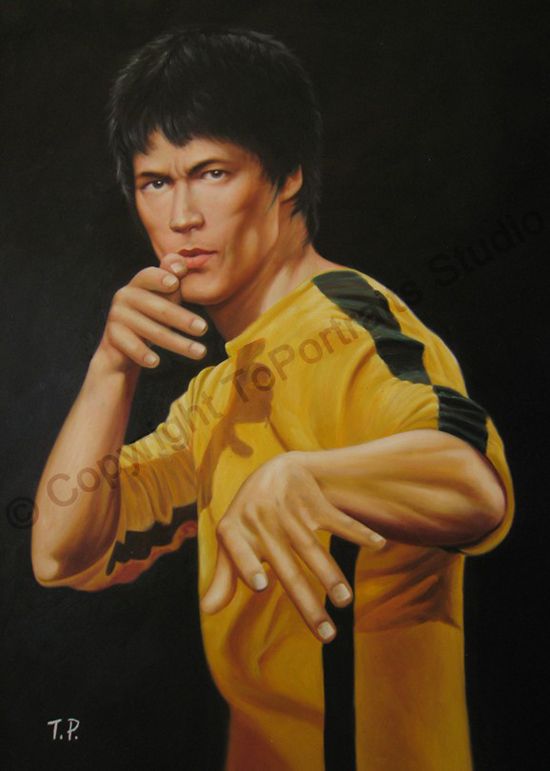 550x771 Bruce Lee, The Dragon, Kung Fu Uniform - Bruce Lee Painting