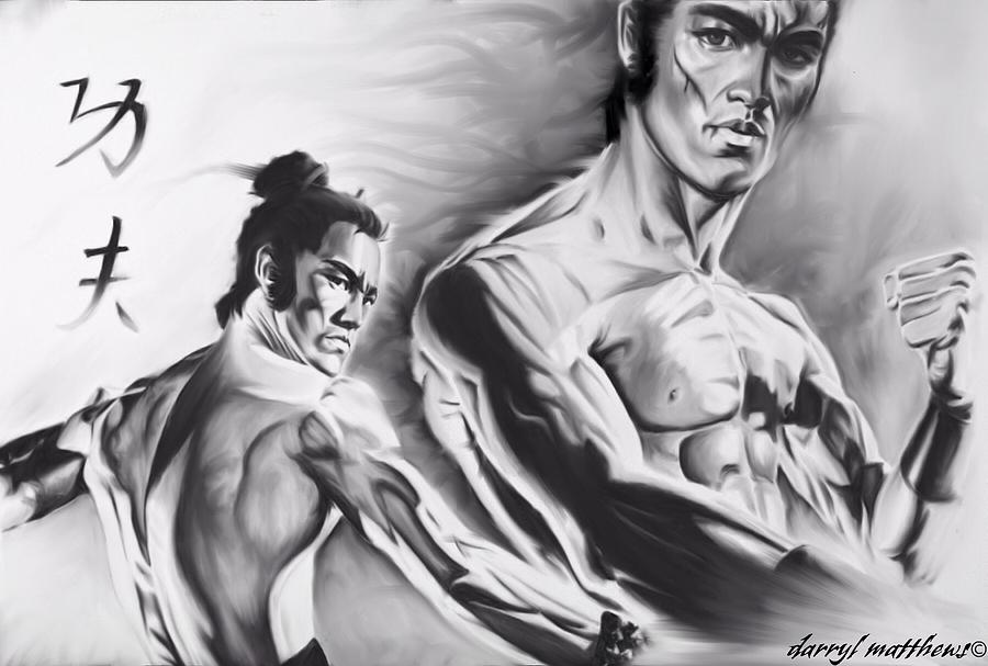 900x607 Bruce Lee Painting By Darryl Matthews - Bruce Lee Painting