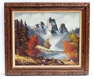 300x254 Vintage Glacier Mountain Landscape Oil Painting Signed Bruin - Bruin Painting