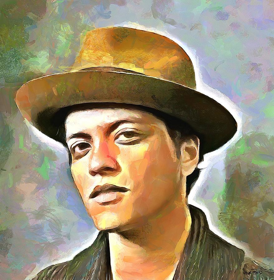 879x900 Bruno Mars Painting By Wayne Pascall - Bruno Mars Painting