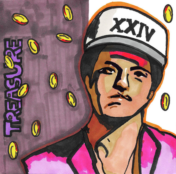 599x594 Bruno Mars Pop Art Painting Poster By Manavi Singhal - Bruno Mars Painting