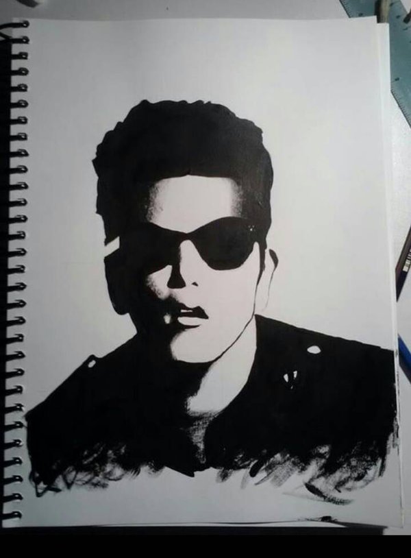 600x814 Bruno Mars Stencil Painting By Desantiago93 - Bruno Mars Painting