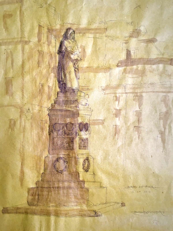 600x800 Claudio Assandri Painting, Giordano Bruno Monument, Campo De Fiori - Bruno Painting