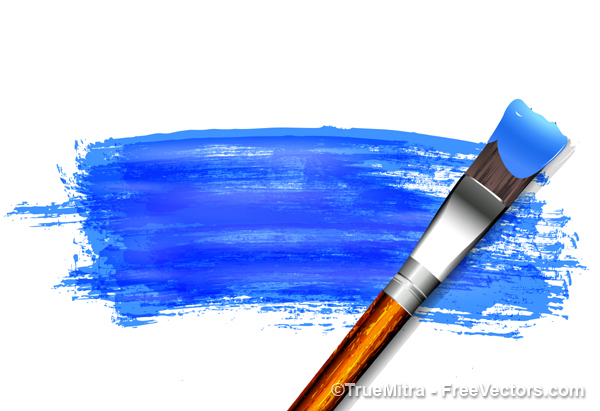 600x411 Blue Painting Brush On Paper Vector Free Download - Brush Painting