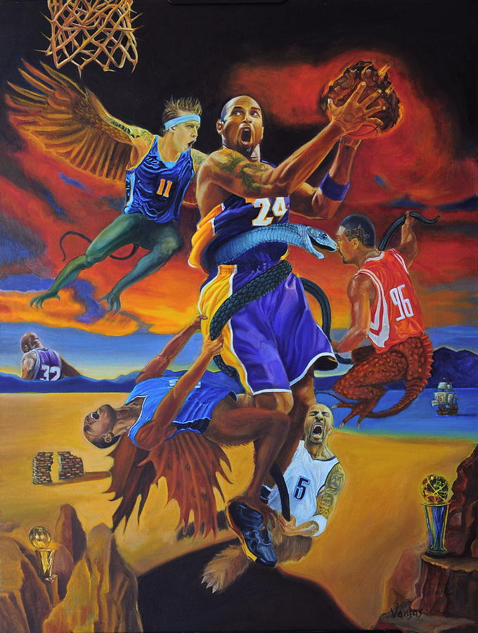 680x900 Kobe Defeating The Demons Painting By Luis Antonio Vargas - Bryant Painting