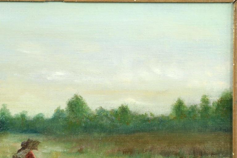 768x512 Wallace Bryant Antique Oil Painting Of Figure On Path, Circa 1895 - Bryant Painting