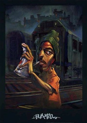 300x425 Graffiti Artist Justin Bua Urban Poster Art Print - Bua Painting